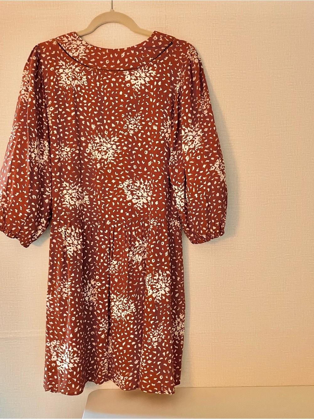 Warm Rust Western Floral Boho, Cowgirl, Babydoll Smock Dress, NWT - Picture 6 of 8